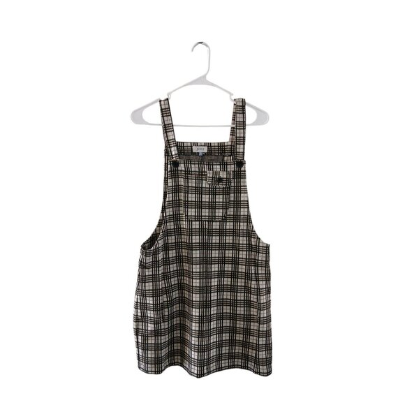 Jolt Womens M Brown Plaid Jumper Mini Dress 90s Sleeveless Grunge Dark Academia - Picture 1 of 8